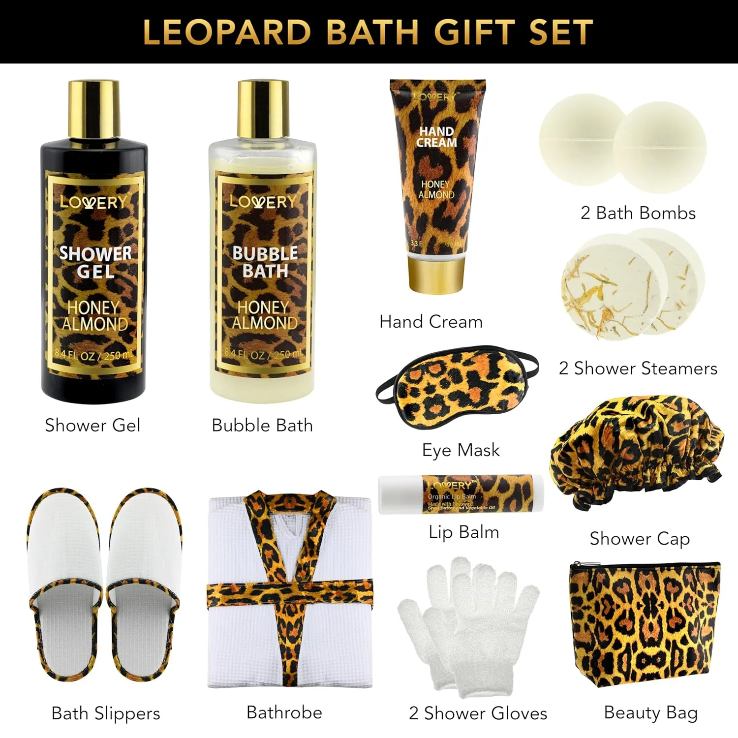 17Pcs Relaxing Bath Gift Set with Vitamin E - Rich Bath Essentials - Bubble Bath, Hand Cream,Lip Balm, Bath Robe, Slippers, Shower Cap & More