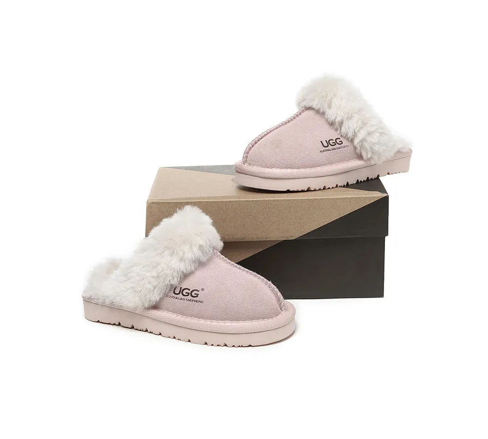 AUSTRALIAN SHEPHERD® UGG Slippers Kids Sheepskin Wool Scuff Muffin