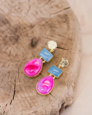 Bali Queen, Gemstone, chalcedony 2 tier earrings