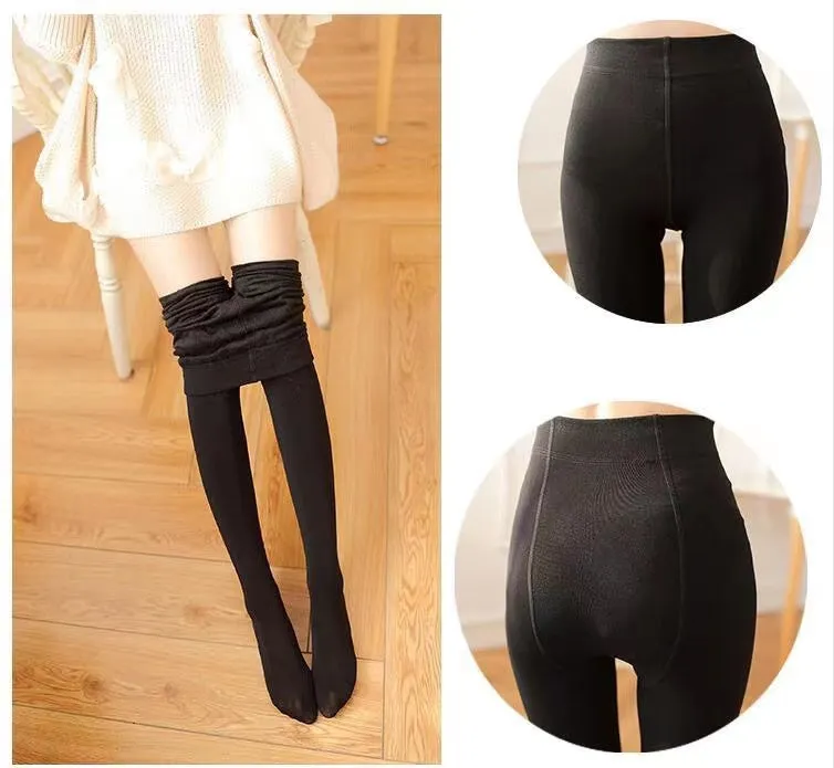 Black Thermal Fleece Lined Tights - Olivia