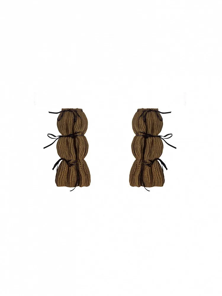 Black/Apricot/Brown Knit Leg Warmers