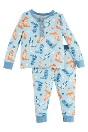 boys cowboy print pj set