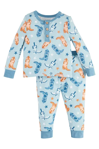 boys cowboy print pj set