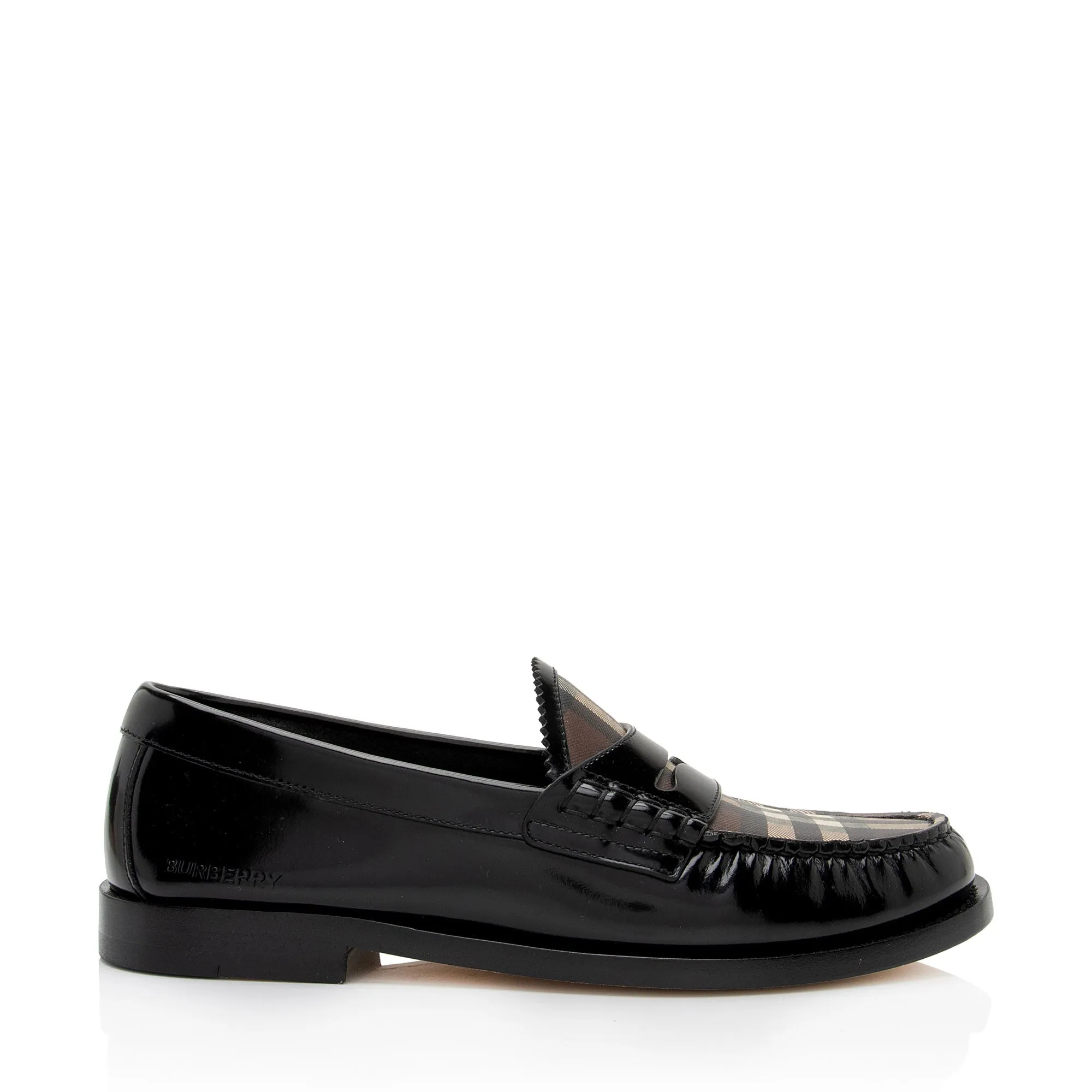 Burberry Vintage Check Leather Shane Loafers - Size 8 / 38 (SHF-mrp4rV)