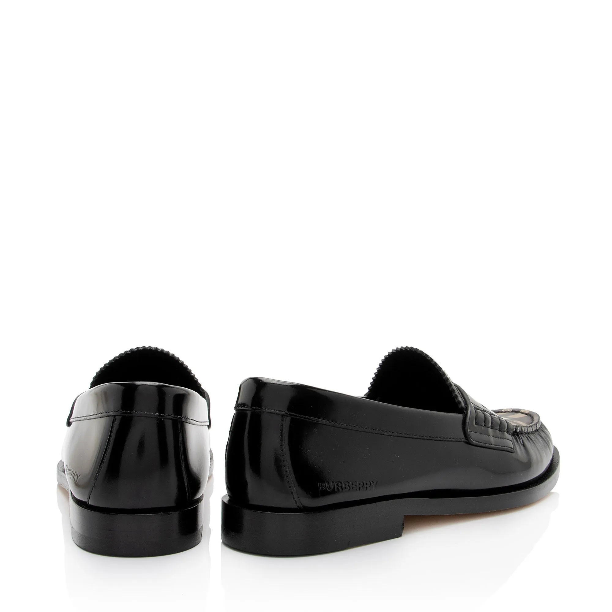 Burberry Vintage Check Leather Shane Loafers - Size 8 / 38 (SHF-mrp4rV)