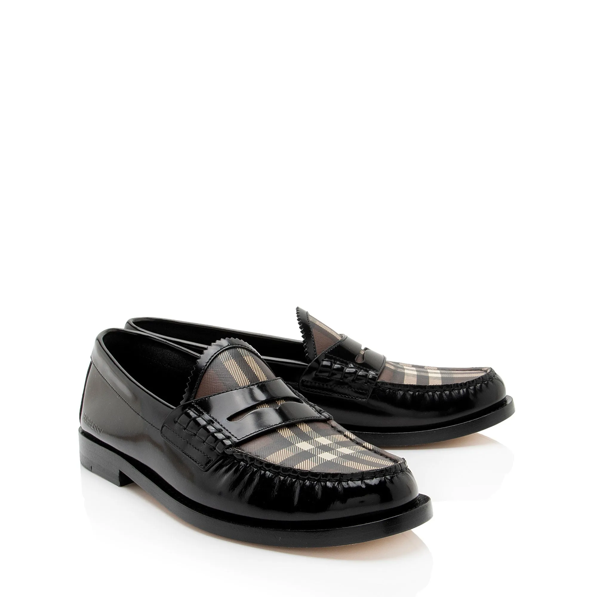 Burberry Vintage Check Leather Shane Loafers - Size 8 / 38 (SHF-mrp4rV)
