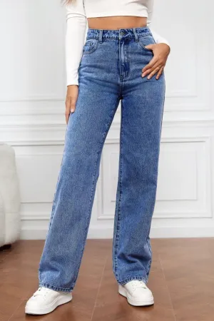 Casual Go-To High Waist Straight Leg Jeans