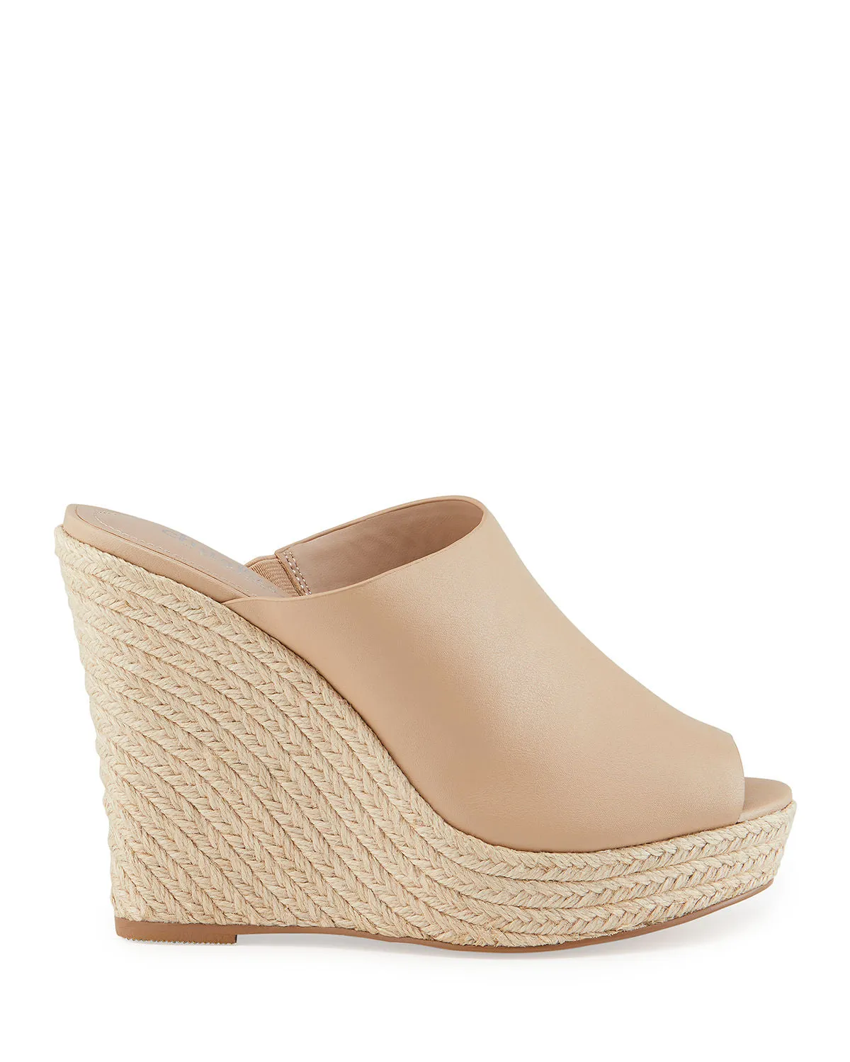 Charles David Andes Leather Wedge Espadrilles Nude Leather Platform Mule