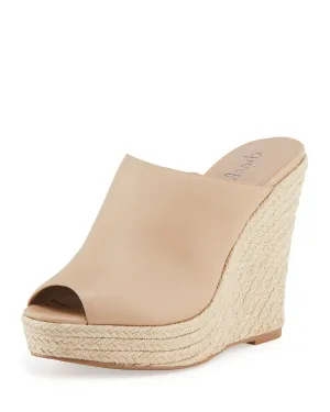 Charles David Andes Leather Wedge Espadrilles Nude Leather Platform Mule