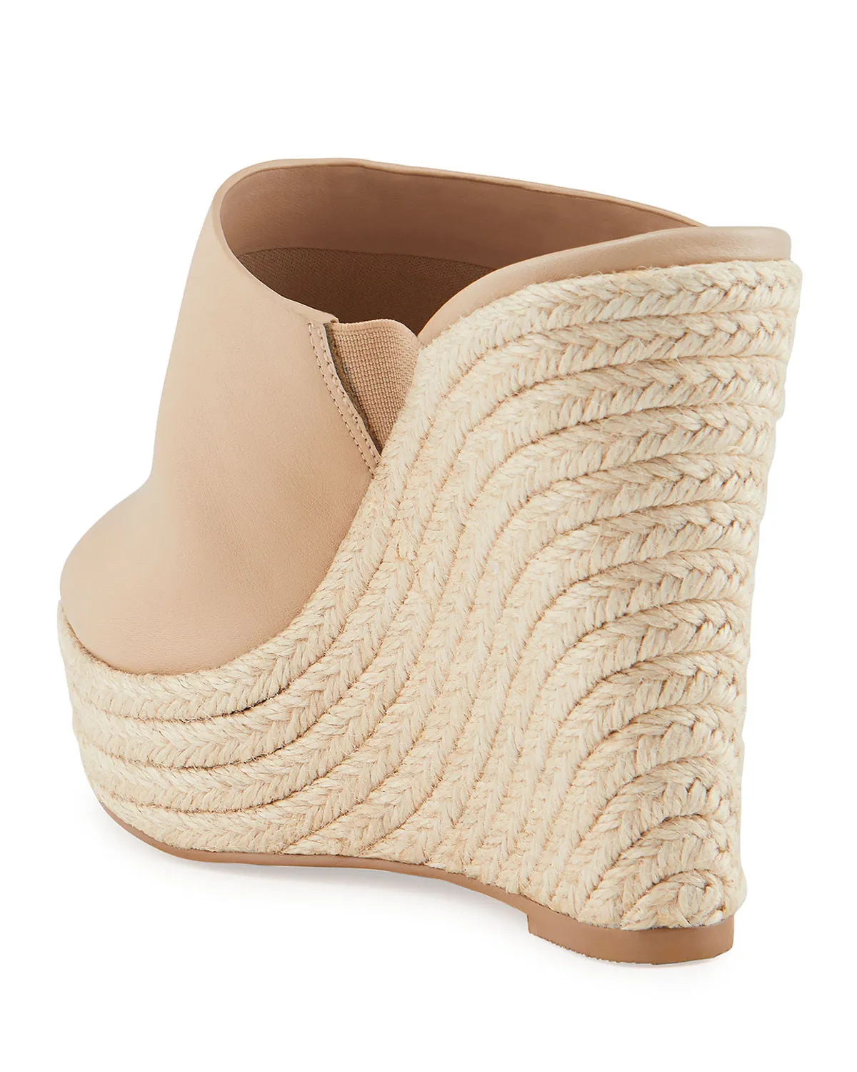 Charles David Andes Leather Wedge Espadrilles Nude Leather Platform Mule