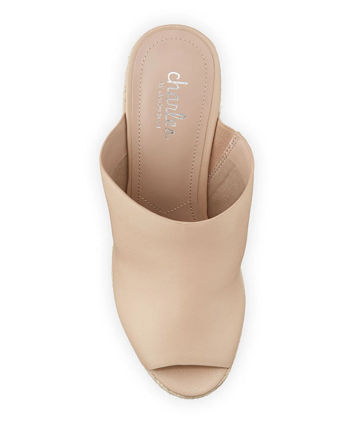 Charles David Andes Leather Wedge Espadrilles Nude Leather Platform Mule