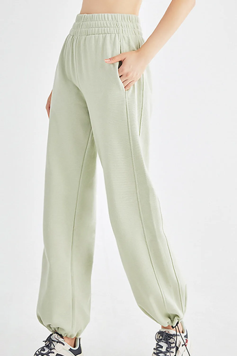 Elastic Waistband Wide Leg Active Pants