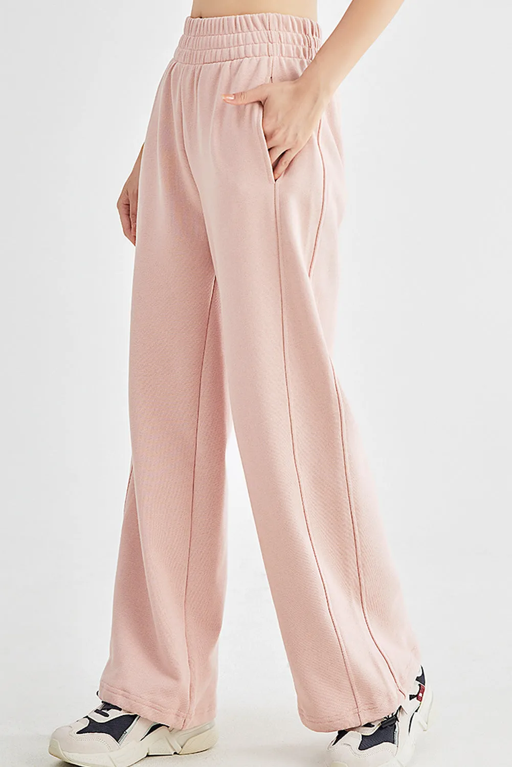 Elastic Waistband Wide Leg Active Pants