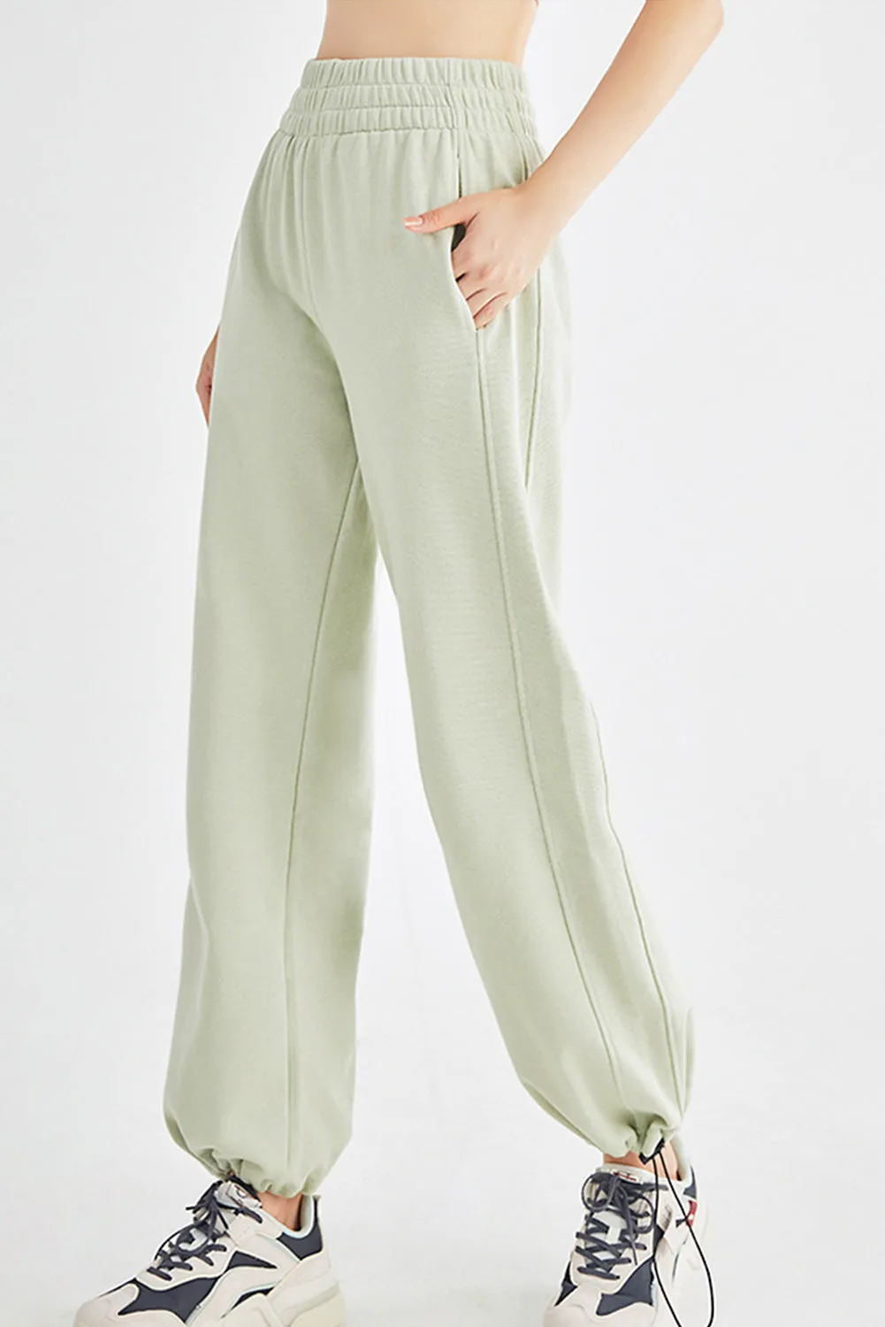 Elastic Waistband Wide Leg Active Pants