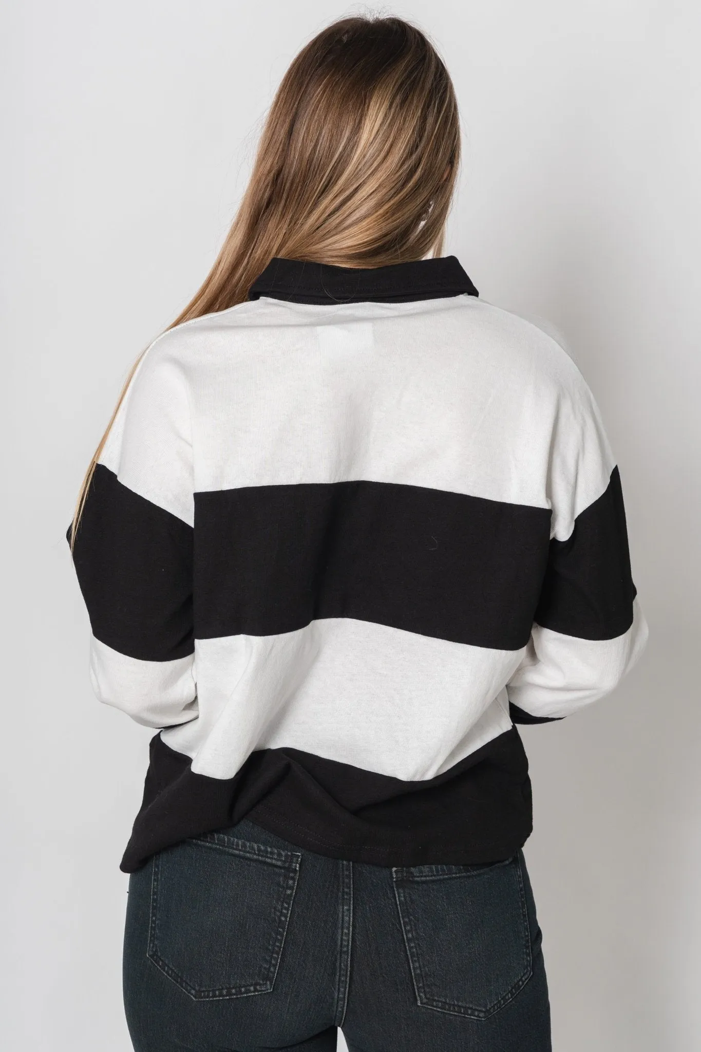 Ellanna striped polo top black/white
