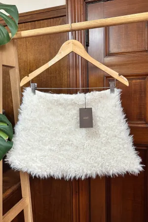 FAUX FUR LINED MINI SKIRT in IVORY
