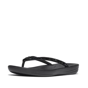 FitFlop Iqushion Multi Crystal Flip Flops Sandals - All Black
