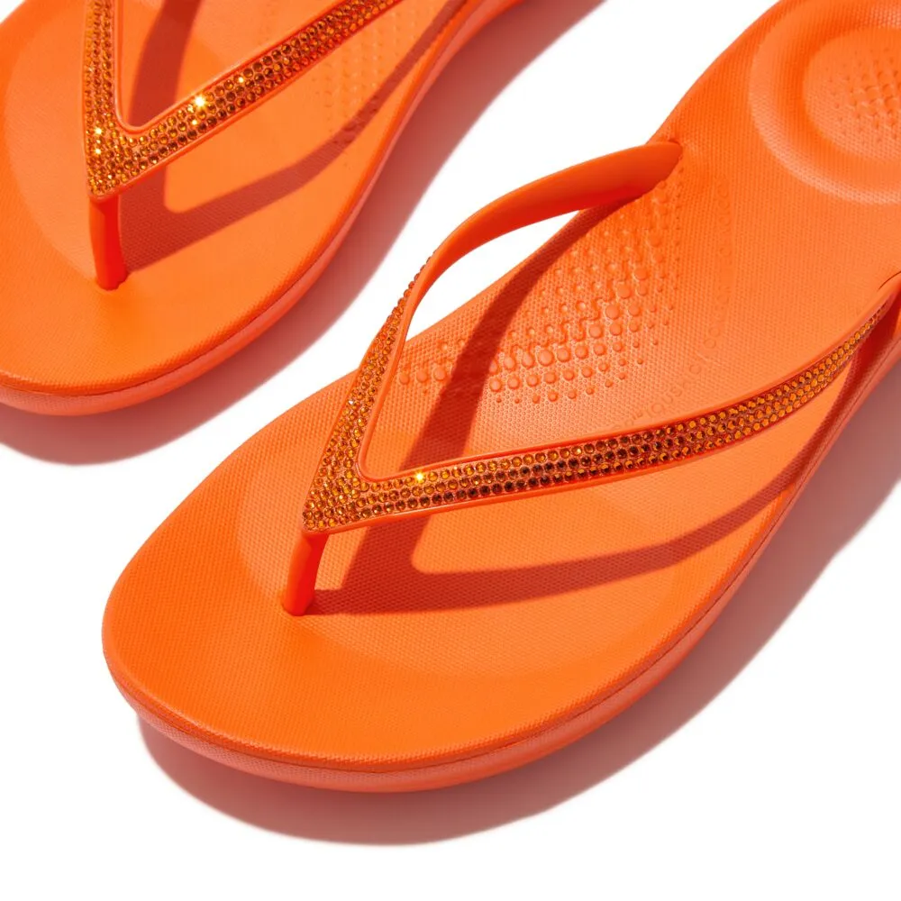 FitFlop Iqushion Sparkle Flip Flops Sandals - Pop Orange