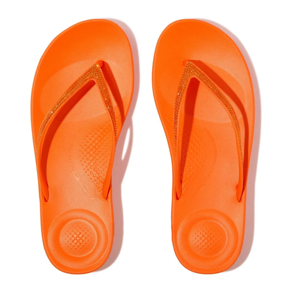 FitFlop Iqushion Sparkle Flip Flops Sandals - Pop Orange