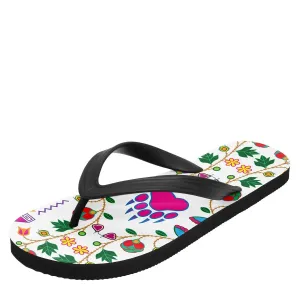 Geometric Floral Fall White Flip Flops
