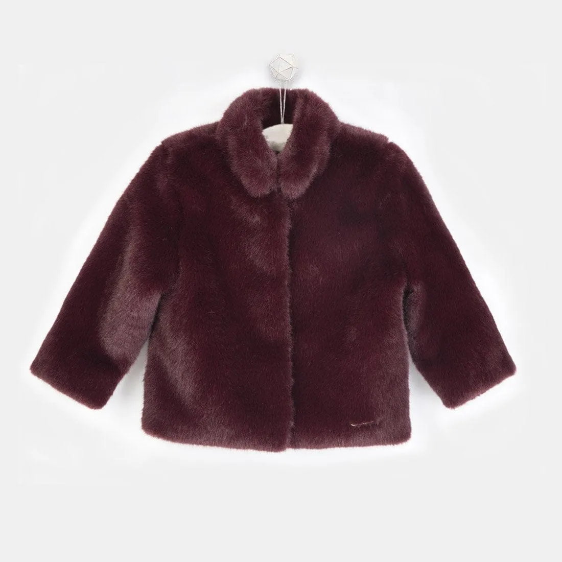 Girls Wine Faux Fur Coat