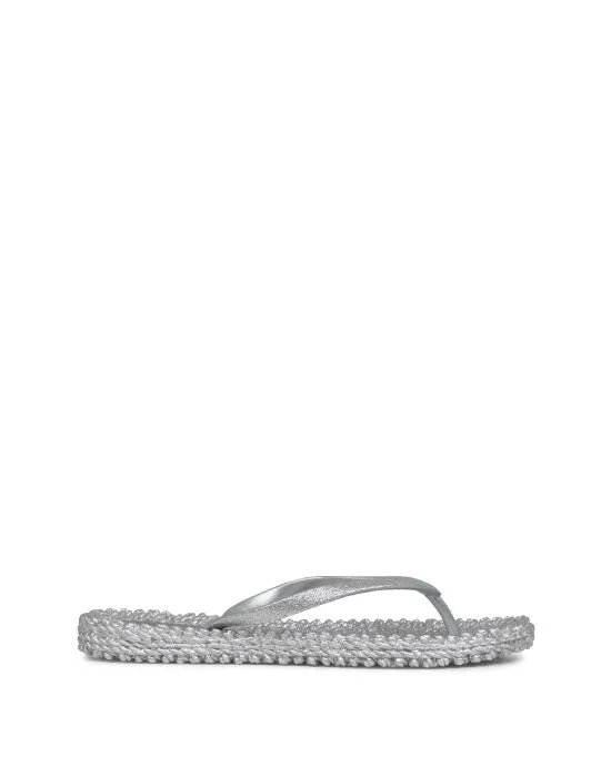 Glitter Flip Flops Silver