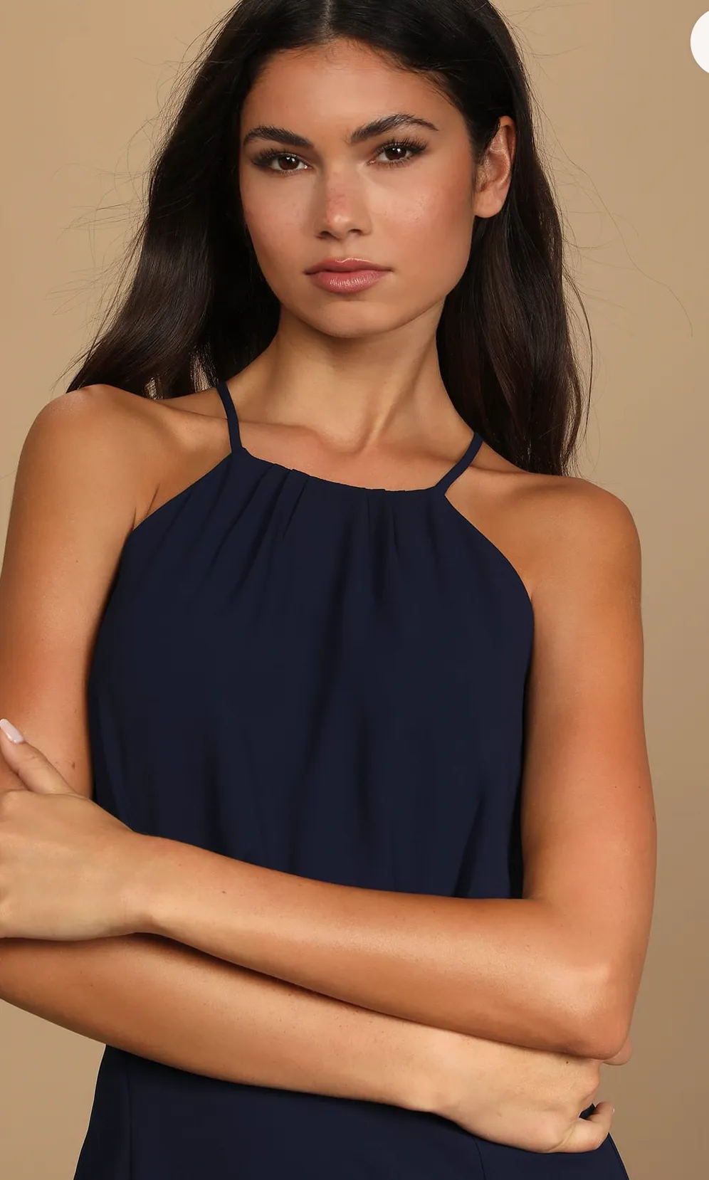 Halter Neck Sleeveless Midi Dress