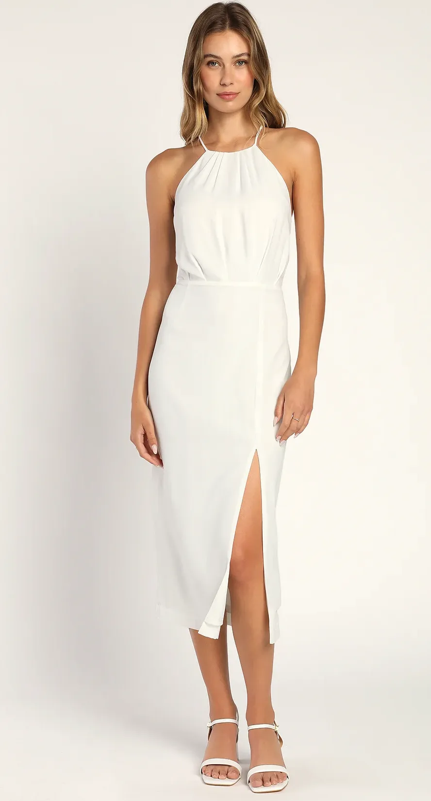 Halter Neck Sleeveless Midi Dress