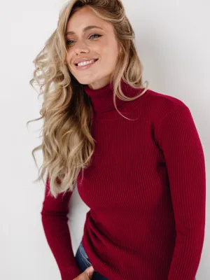 High-necked knitted pullover sweater for women OT