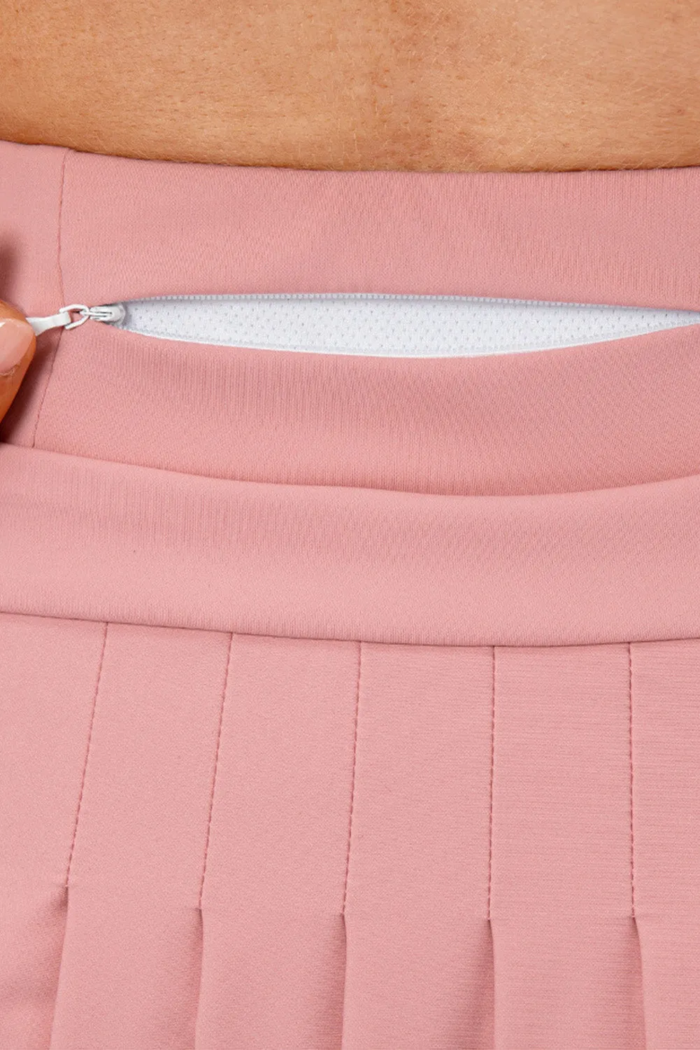 High Waist Back Pleated Sports Mini Skirt