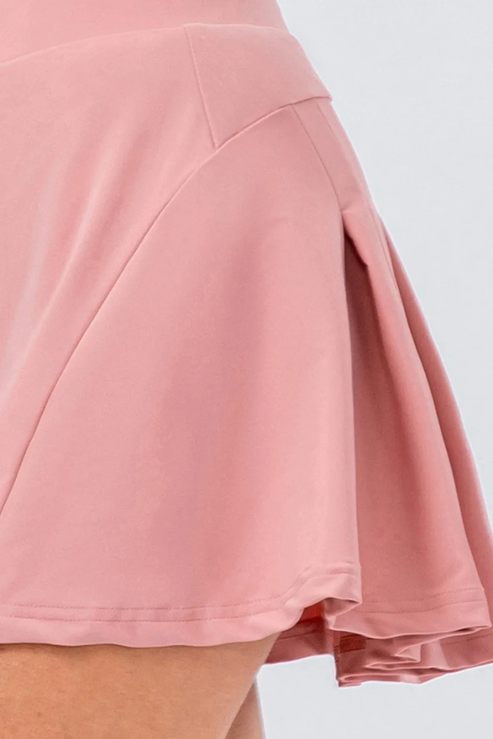 High Waist Back Pleated Sports Mini Skirt