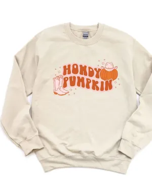 Howdy Pumpkin Boots Graphic Sweatshirt | Dust
