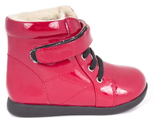 Little Blue Lamb patent boots – Red