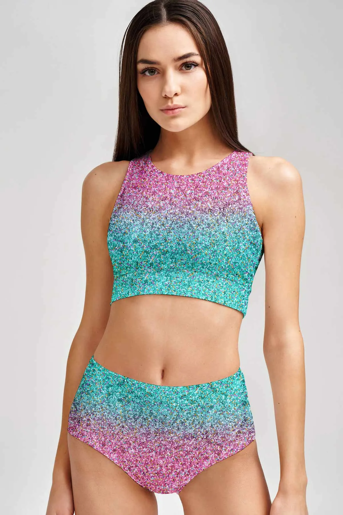 Maldives Cara Pink Mint High-Waist Hipster Bikini Bottom - Women