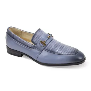 Mens Slate Blue Lizard Print Buckle Dress Loafers Shoes Antonio Cerrelli 7051