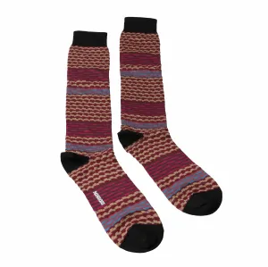 Missoni GM00CMU5238 0002 Tan/Fuchsia Mixed Stripe Knee Length Socks