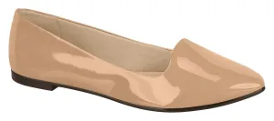 Moleca 5635-116 Pointy Toe Flat in Nude Patent