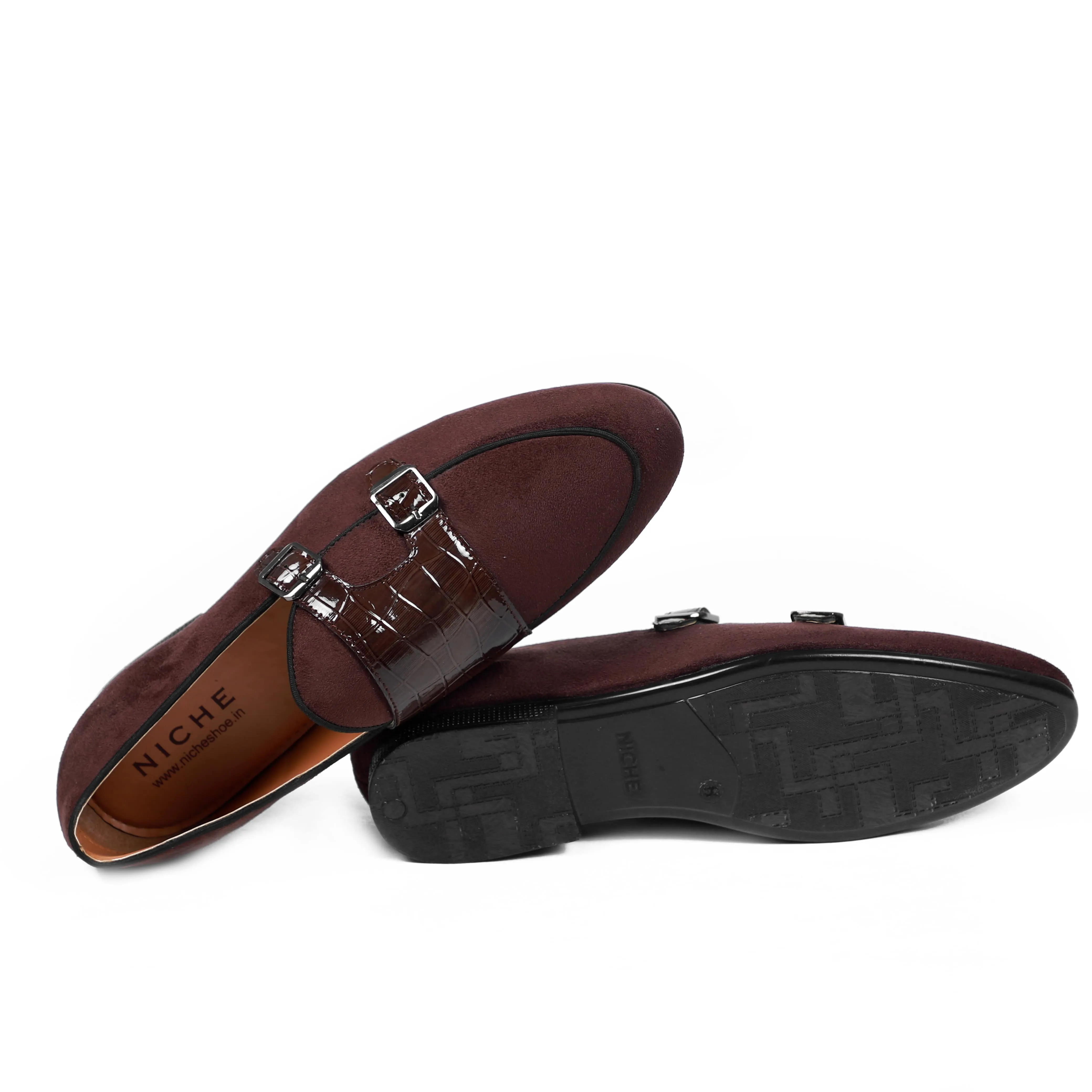 NICHE Brown Croc Suede Belgian Loafer