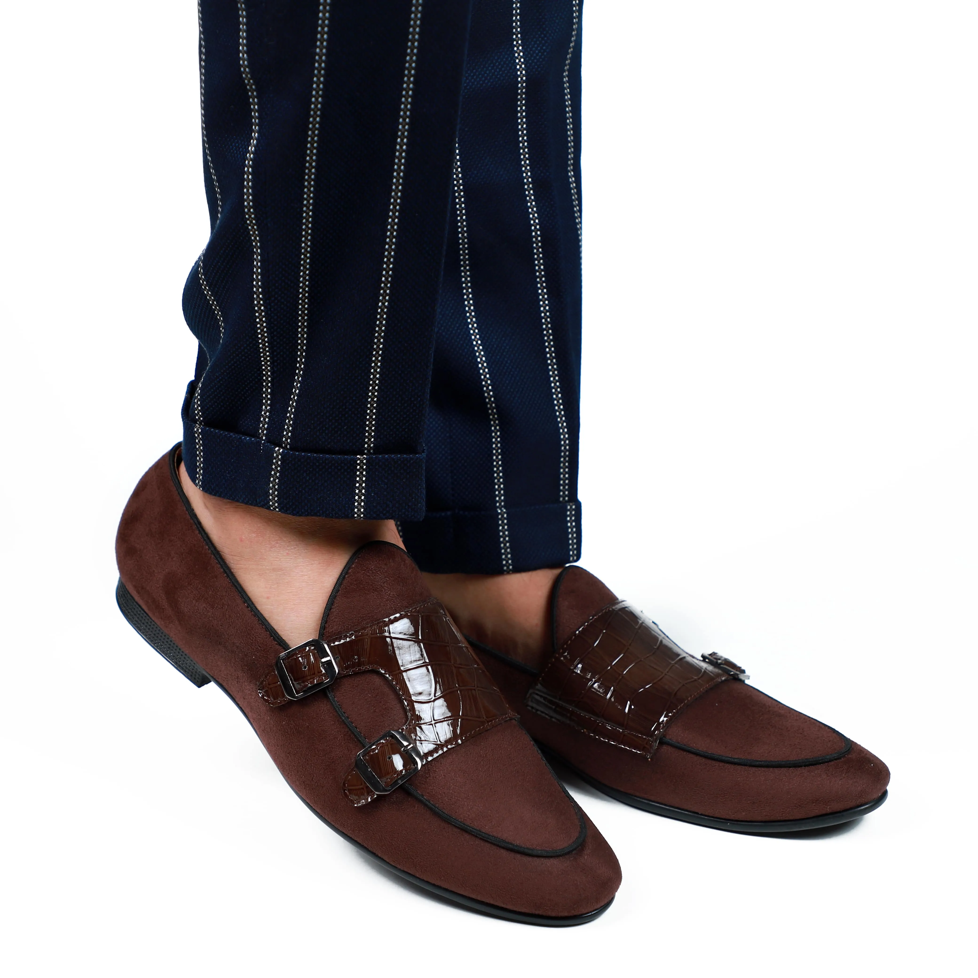 NICHE Brown Croc Suede Belgian Loafer