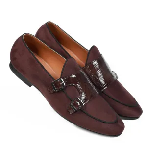NICHE Brown Croc Suede Belgian Loafer