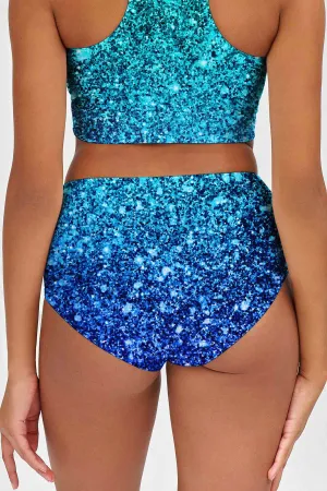 Ocean Drive Cara Blue High-Waist Hipster Bikini Bottom - Women