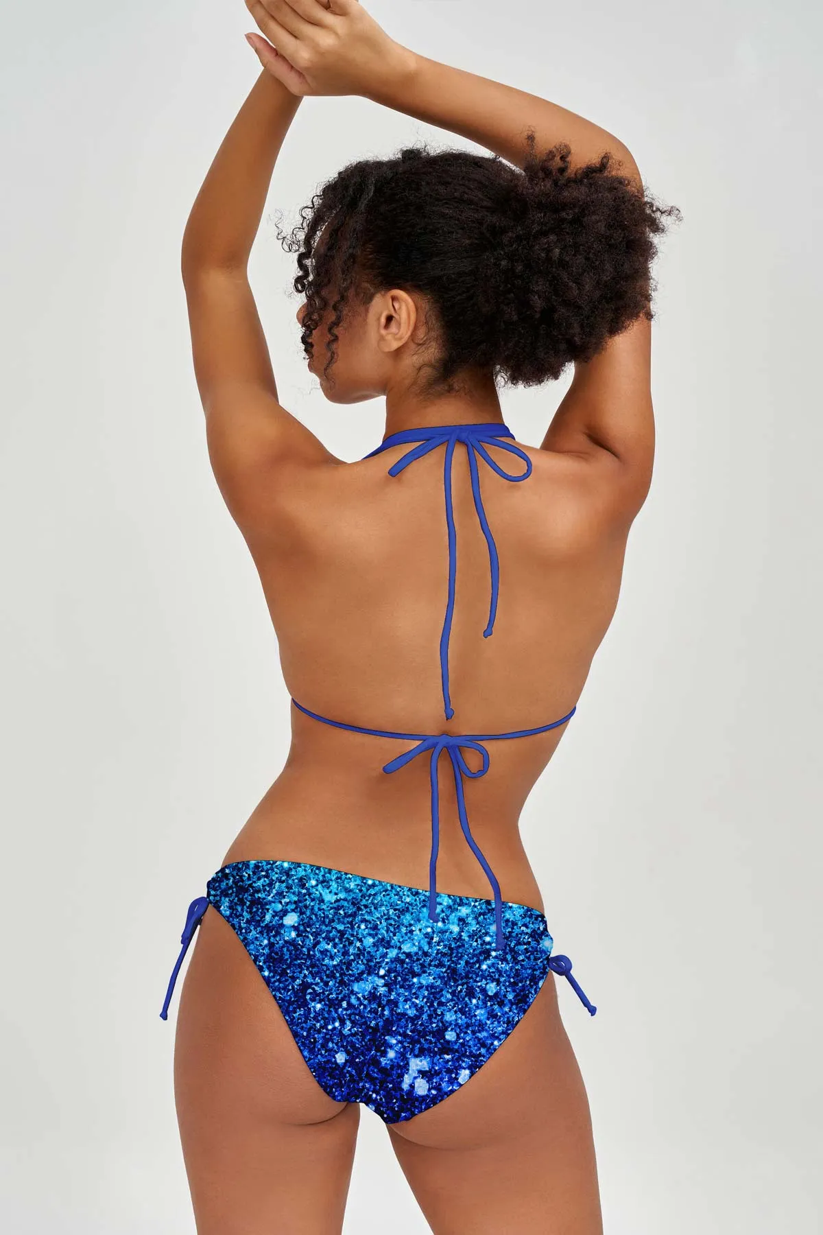 Ocean Drive Sofia Blue Loop Tie Side Hipster Bikini Bottom - Women
