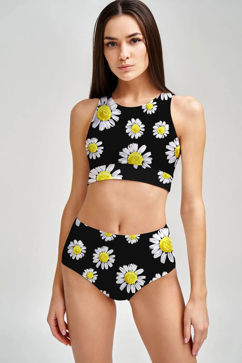 Oopsy Daisy Cara Black Floral High-Waist Hipster Bikini Bottom - Women