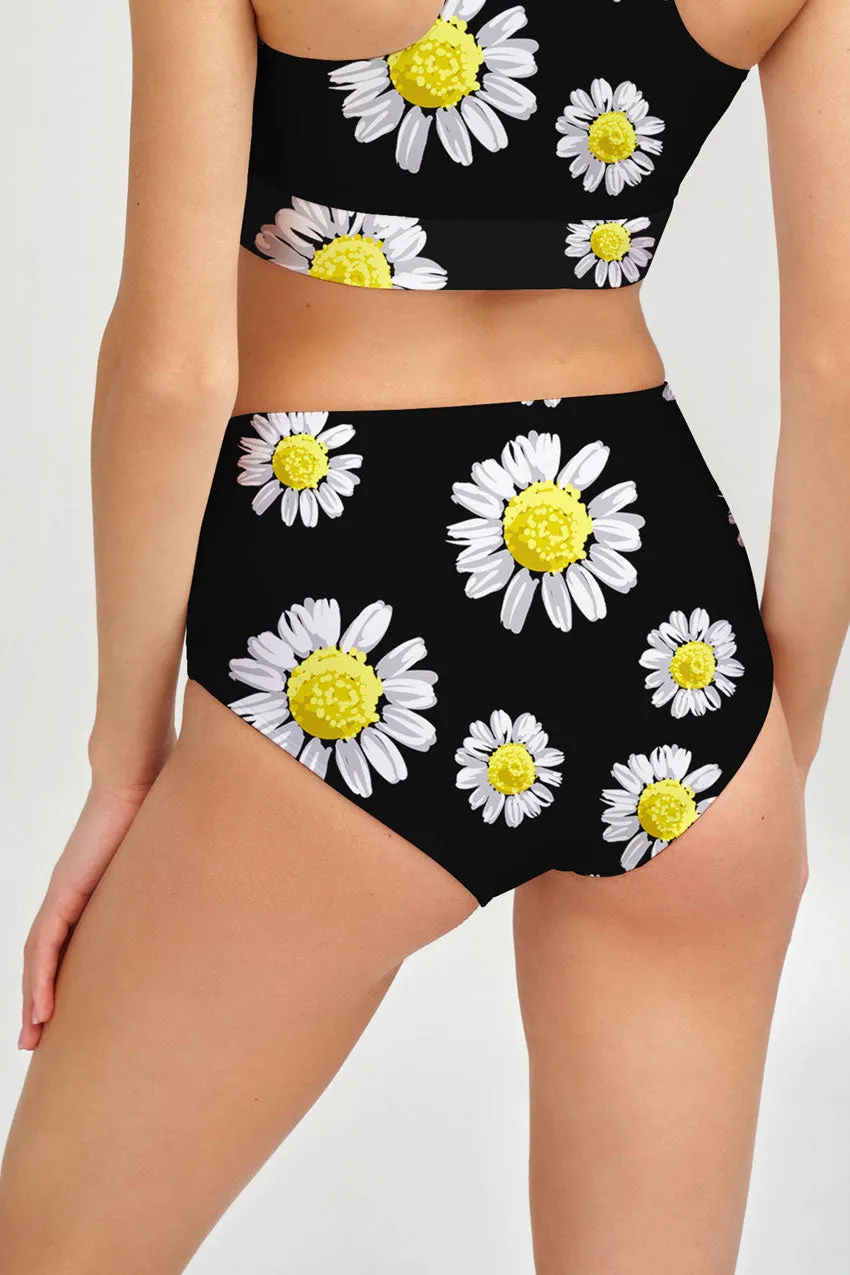 Oopsy Daisy Cara Black Floral High-Waist Hipster Bikini Bottom - Women