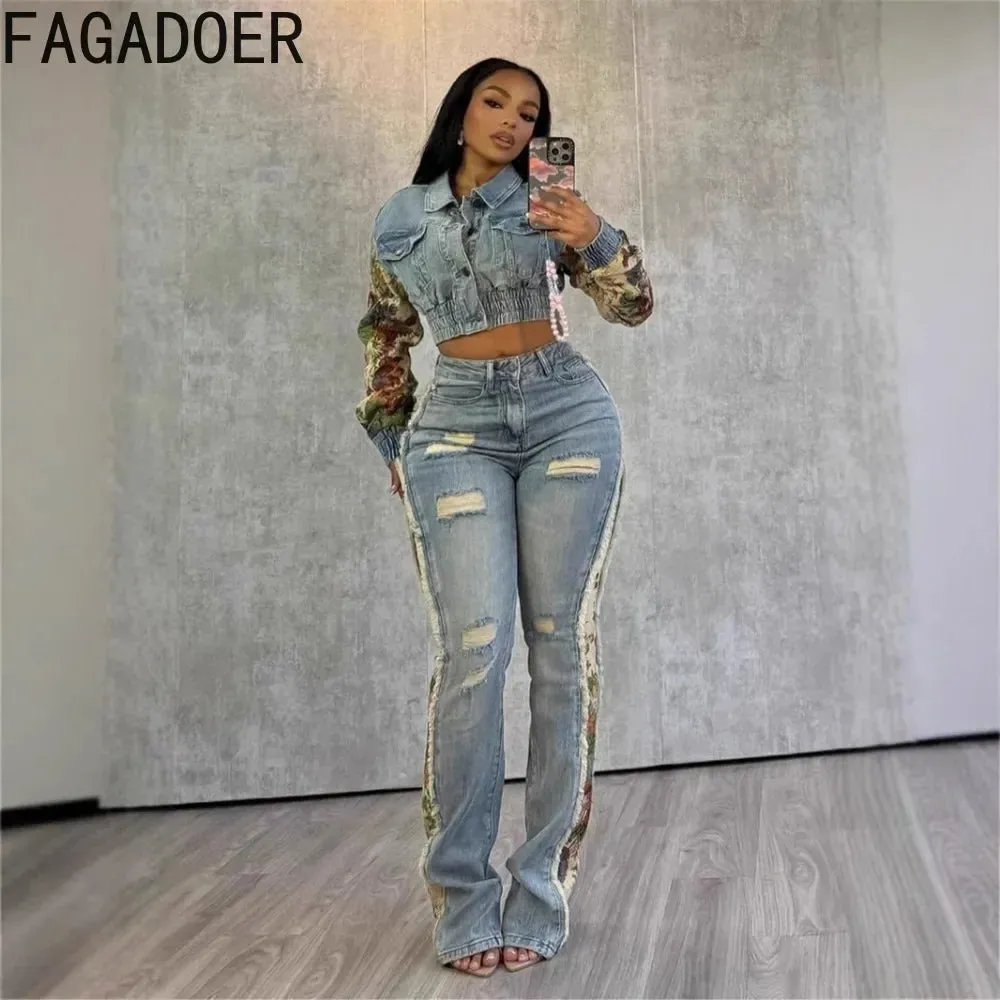 Patchwork Denim Jacket & Jeans