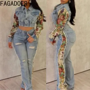 Patchwork Denim Jacket & Jeans