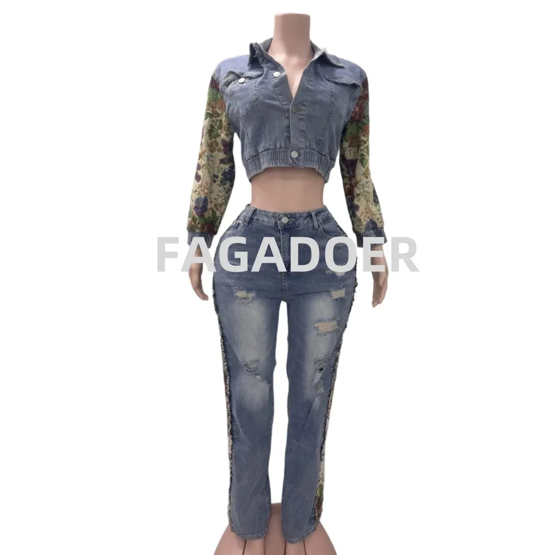 Patchwork Denim Jacket & Jeans