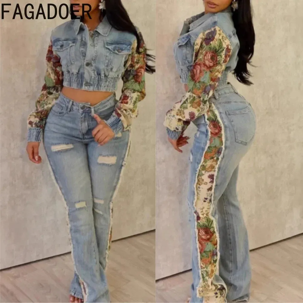 Patchwork Denim Jacket & Jeans
