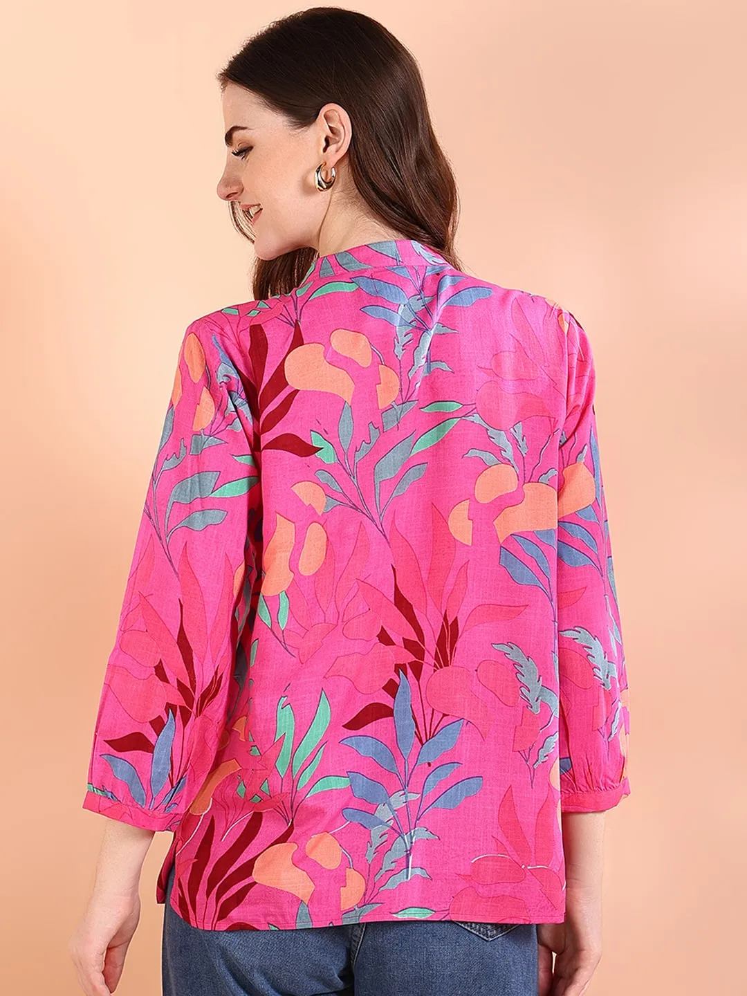 Pink Tie-Dye Crepe Loose Fit Shirt