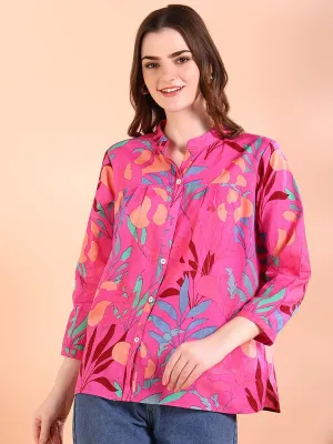 Pink Tie-Dye Crepe Loose Fit Shirt